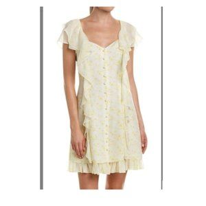 Cinq à Sept Yellow Floral Sun Cocktail Dress Size 6 unworn without tags